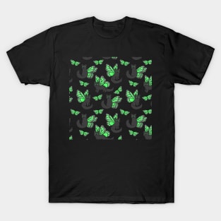 Green Butterfly Cat T-Shirt